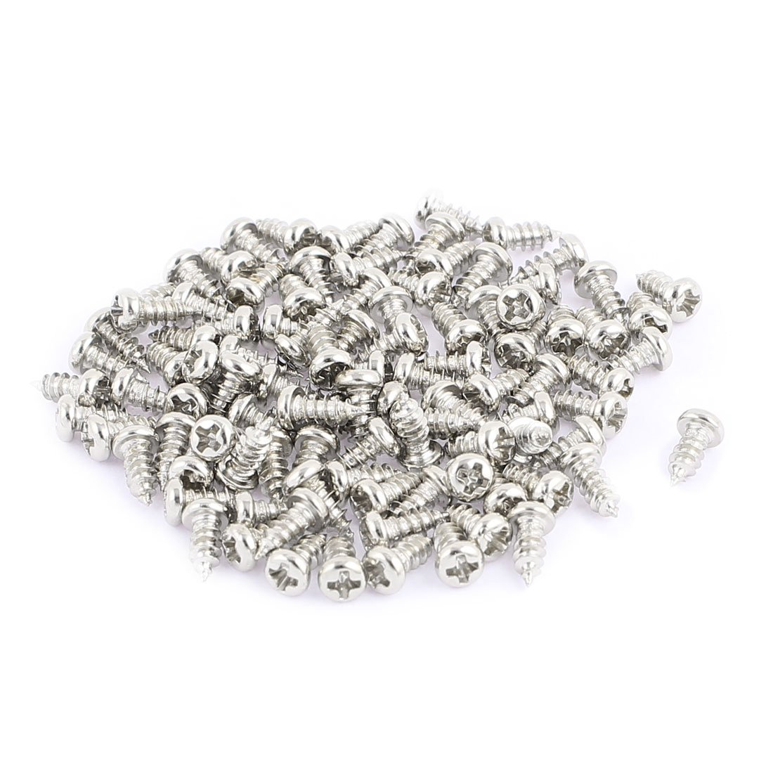 sourcing map 100pcs M2.5 x 6mm Stainless Steel Phillips Pan Round Head Self Tapping Screws