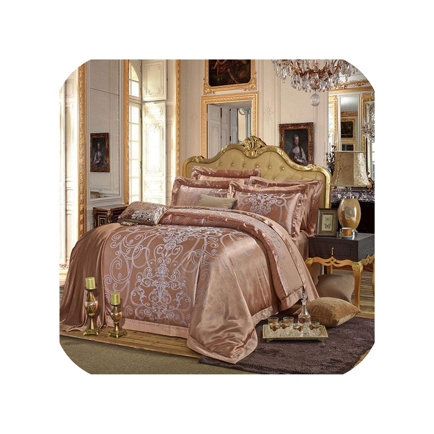 Amazon Com Silver Gold Luxury Silk Satin Jacquard Duvet