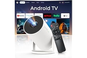 Auto Keystone, Mini Projector WiFi 6 and Bluetooth 5.4 Built-in Android 11, 1080P 4K Support Portable Projector LYNCAST 180°R