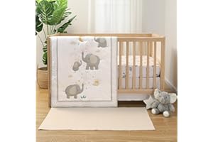 The Peanutshell 3 Piece Elephant Whimsy Baby Crib Bedding Set Boy or Girl, Nursery Decor Boy Crib Comforter Set, Classic Neut