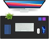K KNODEL Desk Mat Blotter Dual-Sided PVC Leather 60x35cm Black