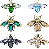 MEEDOZ 6 Pieces Dragonfly Butterfly and Bee Insect Animal Lapel Brooch Pin Set for Daily Decoration