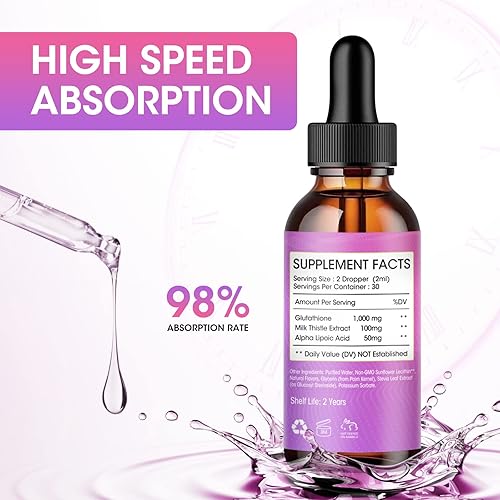 Glutathione Supplement Drops, High Strength Liposomal Glutathione 1000mg  Liquid with Milk Thistle Extract, Antioxidant Supplement for  Detoxification, Liver Detox Cleanse Drops, Immune Health Support in Saudi  Arabia