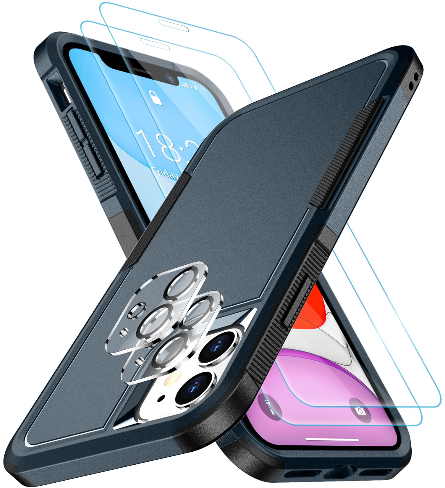 Photo 1 of ****4 PACK******
SPIDERCASE Designed for iPhone 11 Case,[10 FT Military Grade Drop Protection],with 2 pcs[Tempered Glass Screen Protector+Camera Lens Protector] Heavy Duty Full-Body Protective Phone Case,Navy Blue