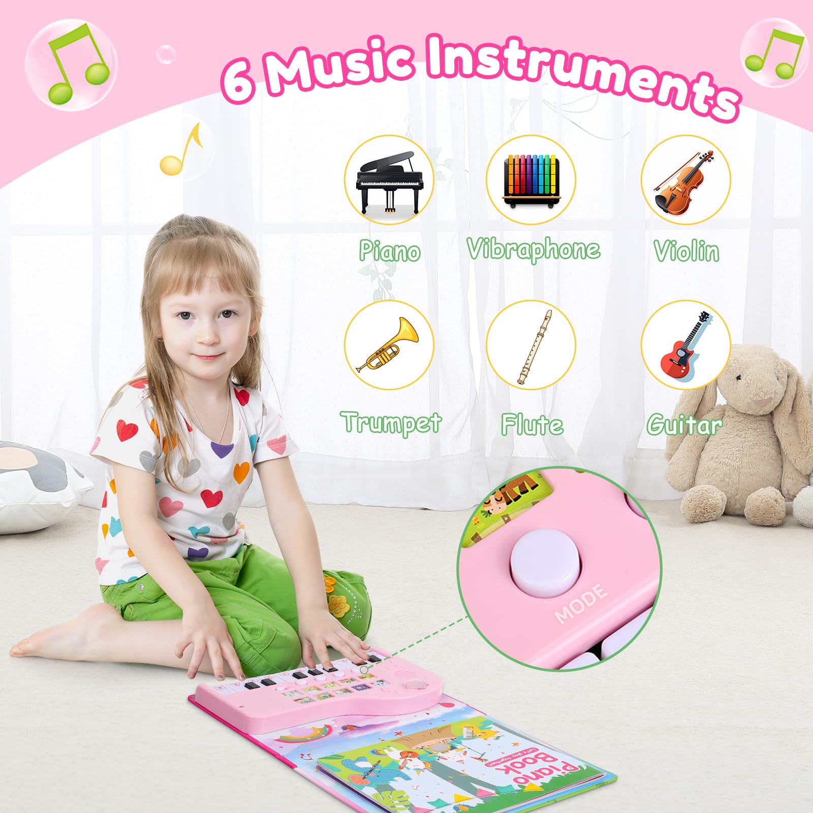 Toys for 3 Year Old Girls Gifts - Piano Book Educational Toddler Musical Toys for Kids Ages 3 4 5 6 7 8 Years Old Learning Birthday Stocking Stuffers Fillers for 2-4 3-4 3-5 3-6 5-8