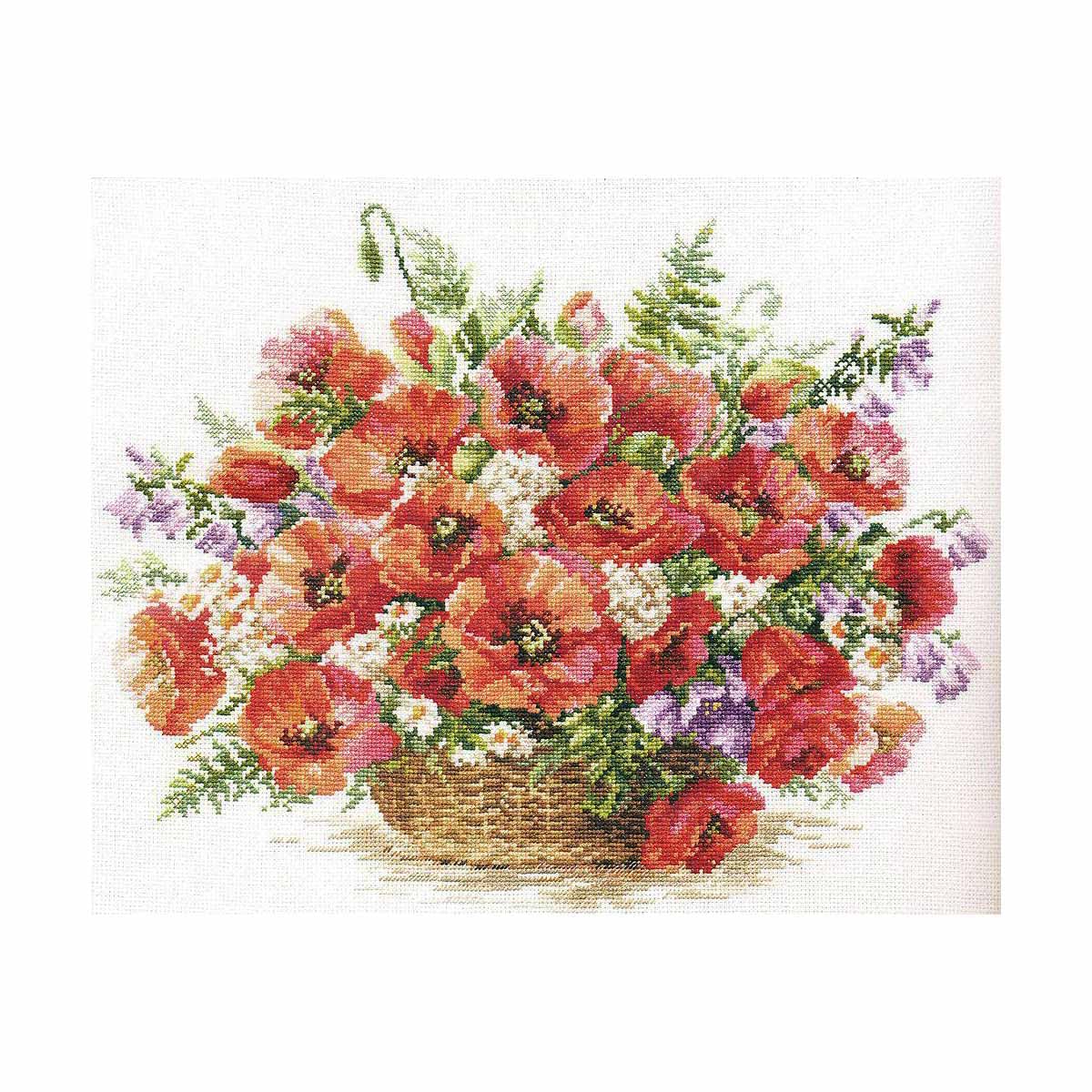 Alisa Cross Stitch Kit - Basket of Poppies