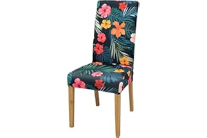 Lalluxy Stretchy Parson Chair Slipcovers for Dining Room Chair seat Covers Chair Protectors for Party Pet Protection Universal Fit Soft Polyester (Set of 4, Flowers Black)