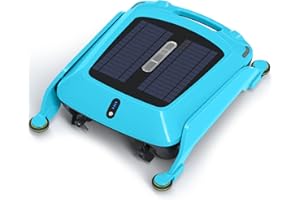 HISION Automatic Solar Pool Skimmer Robot: Cordless Pool Skimmer Cleaner Robotic Pool Cleaner for Pool Surface with Solar Powered Dual Charging Options Saltwater Compatibility Blue