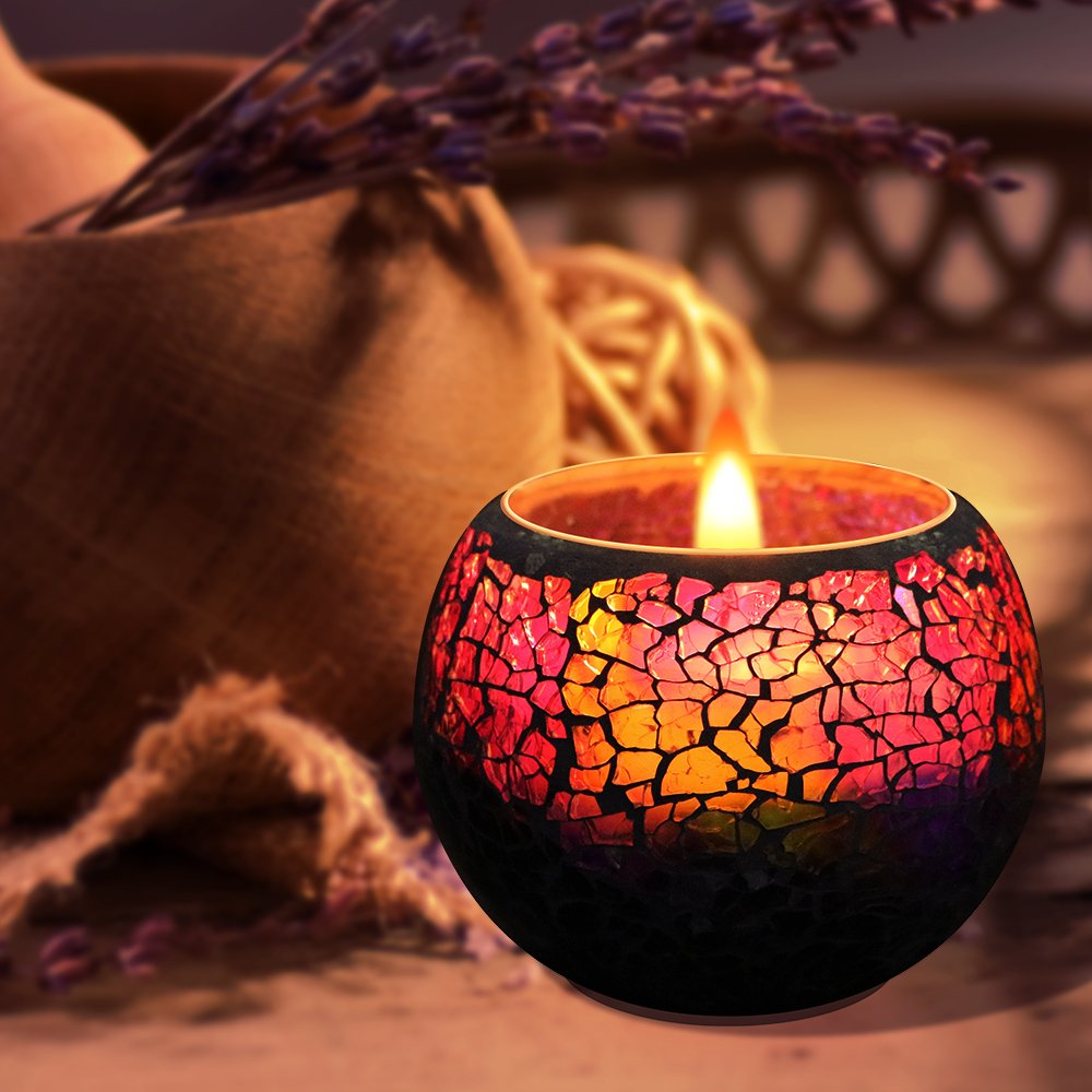 U2C Scented Candle Gift Set, Handmade 7.4oz x 2 Pack Scented Lavender Travel Candle, Large Glass 100% Soy Wax Candle for Stress Relief and Aromatherapy, Indoor and Outdoor Use, Christmas Gift Candles