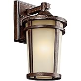 Kichler Atwood 11" Outdoor Wall Light with Light Umber Mist Glass and Brown Stone, 1-Light Exterior Wall Sconce, (11" H x 6" 
