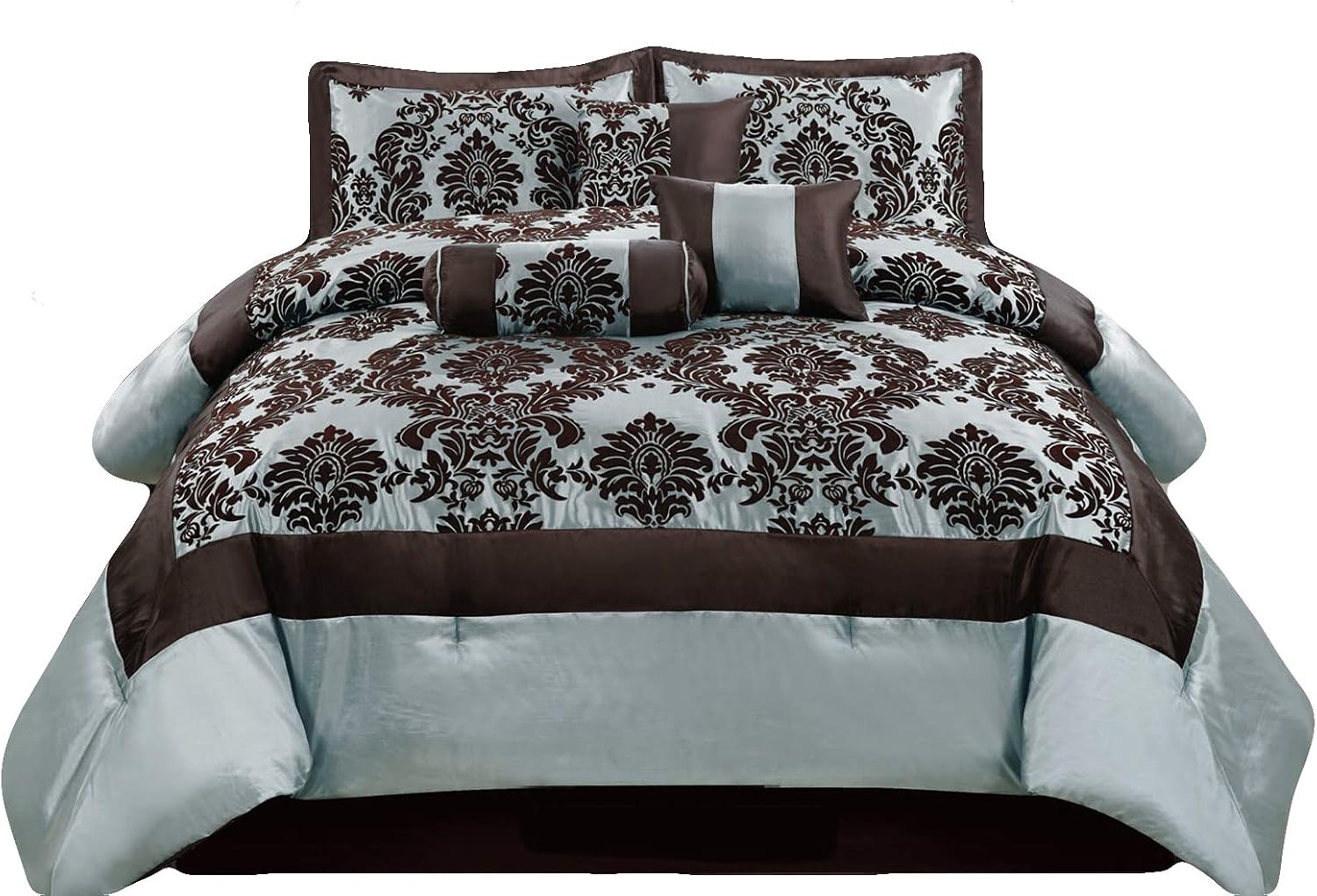 Amazon Com Hgs 7 Pc Silky Poly Satin Flocking Damask Floral