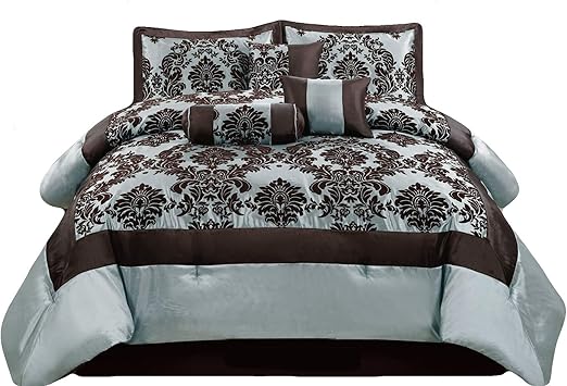 Amazon Com Hgs 7 Pc Silky Poly Satin Flocking Damask Floral