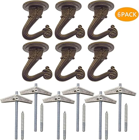 Amazon Com Deloky 6 Sets Brass Ceiling Hook Metal Heavy Duty