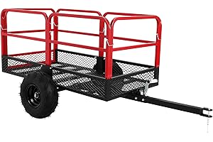 Heavy Duty Garden Dump Cart ATV Trailer 1500 LBS Pull Behind Yard Wagon with 22 Cubic Feet Steel Bed and 2 Wheels