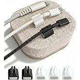Brolena Magnetic Cord Holder, 5 Cable Clips, Desk &amp; Nightstand Organizer | 2-In-1 Cable Management, Holds Up to 5 Cables, Anti-slip Base, Charging Accessory for Home, Office &amp; Gift Giving