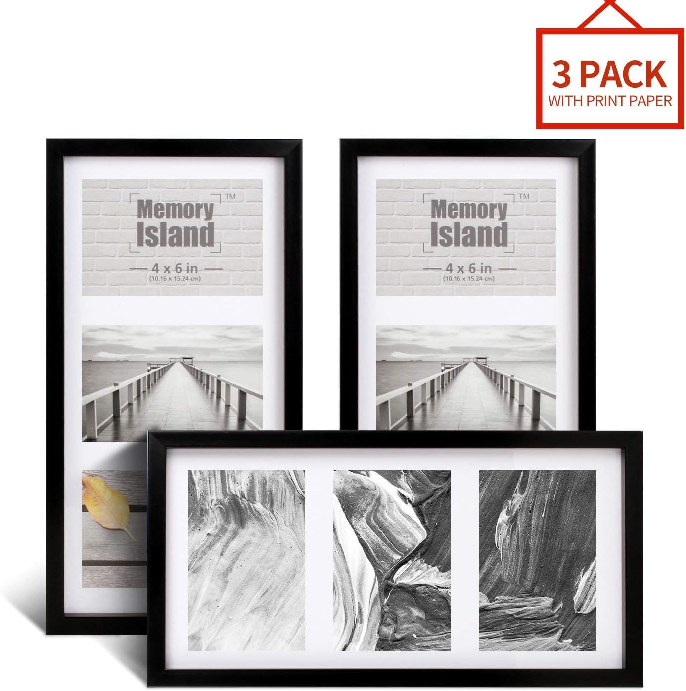 Memory Island, 7x14 Collage Picture Frame, Display 3 4x6