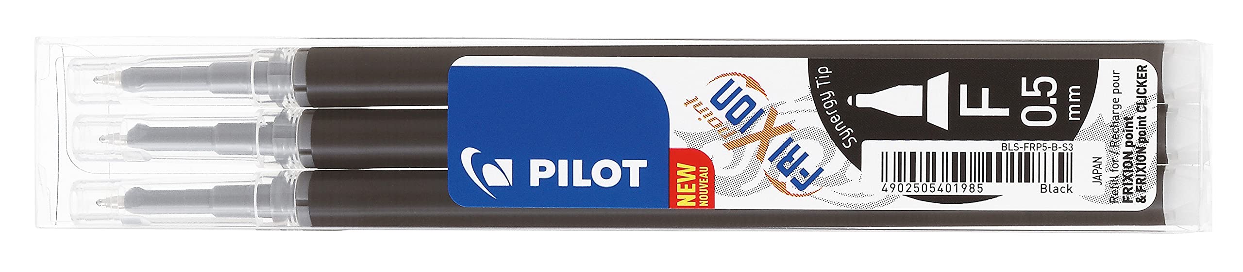 Pilot Needle Point (O5) Refill for Frixion Point Rollerball Pen (Pack of 3) - Black