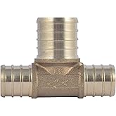 SharkBite 3/4 Inch x 3/4 Inch x 1 Inch Crimp Reducing Tee, Bullnose, Brass Plumbing Fitting, PEX Pipe, PE-RT, UC413LFA