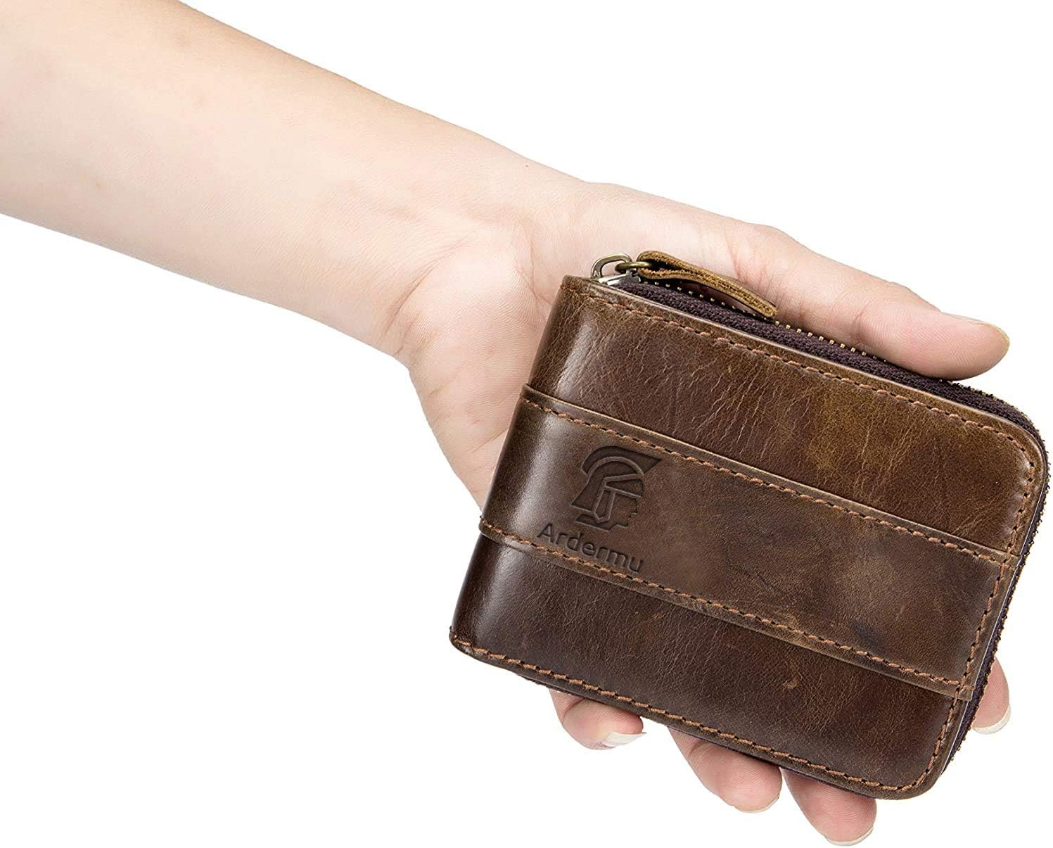 Herrenbrieftasche Aus Echtem Leder Faltbare Kleine Vintage Leder Short Kreditkarte Mit Id Geldbeutel Braun Amazon De Koffer Rucksacke Taschen