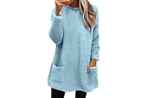 QINNYO Sweatshirt for Womens Fashion Winter Warm Sweater Pullover Fleece Thickening Plus Size Fall Clothes Casual Loose Tops