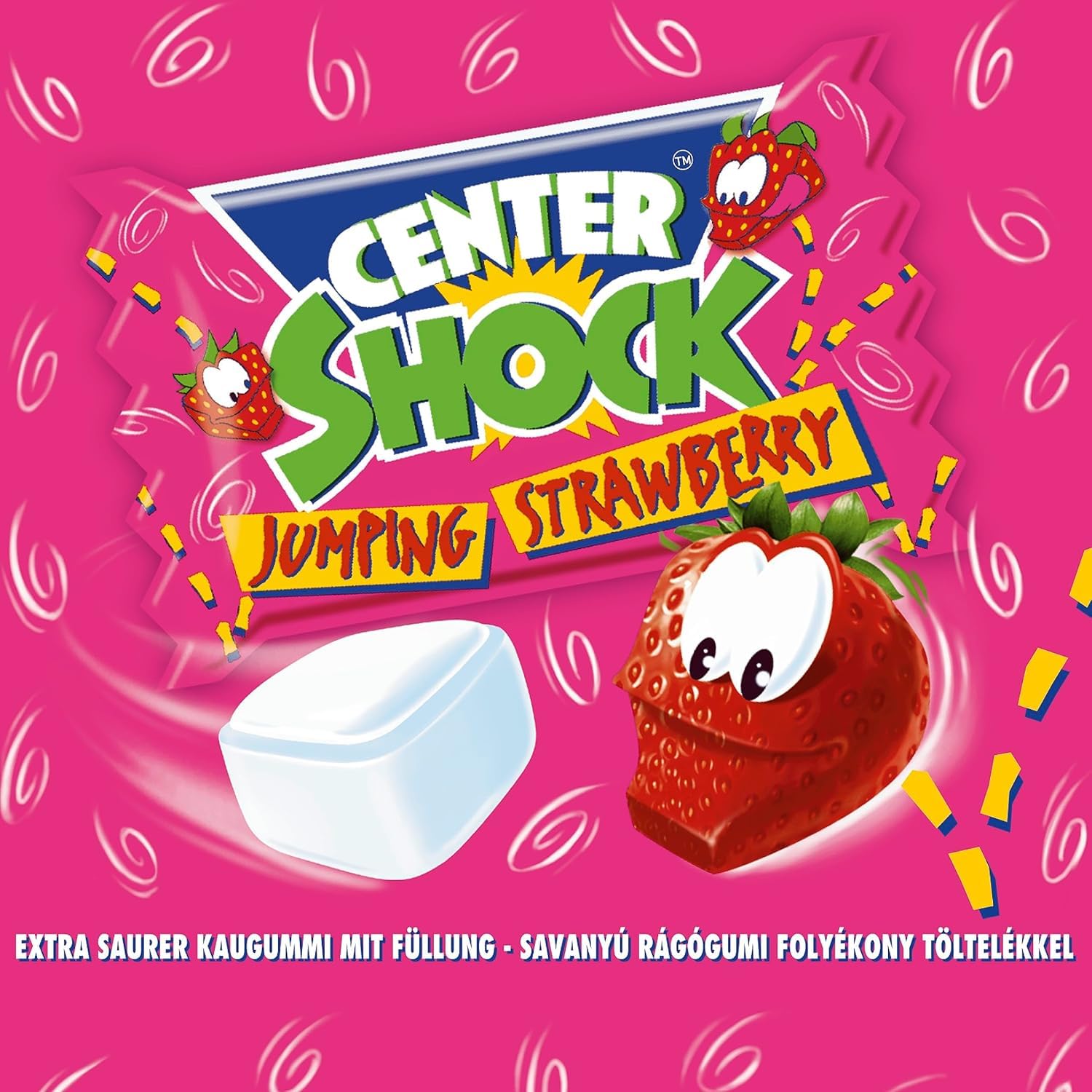 Center Shock Jumping Strawberry, Box mit 100 Kaugummis, extra-sauer mit Erdbeer-Geschmack, geeignet für Geburtstag, Pinata, Partys, Weihnachten und Halloween, 400g 2