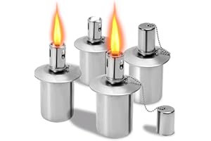 Zhulerzil Stainless Steel Torch Canister - 220ml Small Metal Table Top Torches for Outside - Torch Replacement Canisters with Wick and Covers - Outdoor Torch Patio Yard Holiday Decorative
