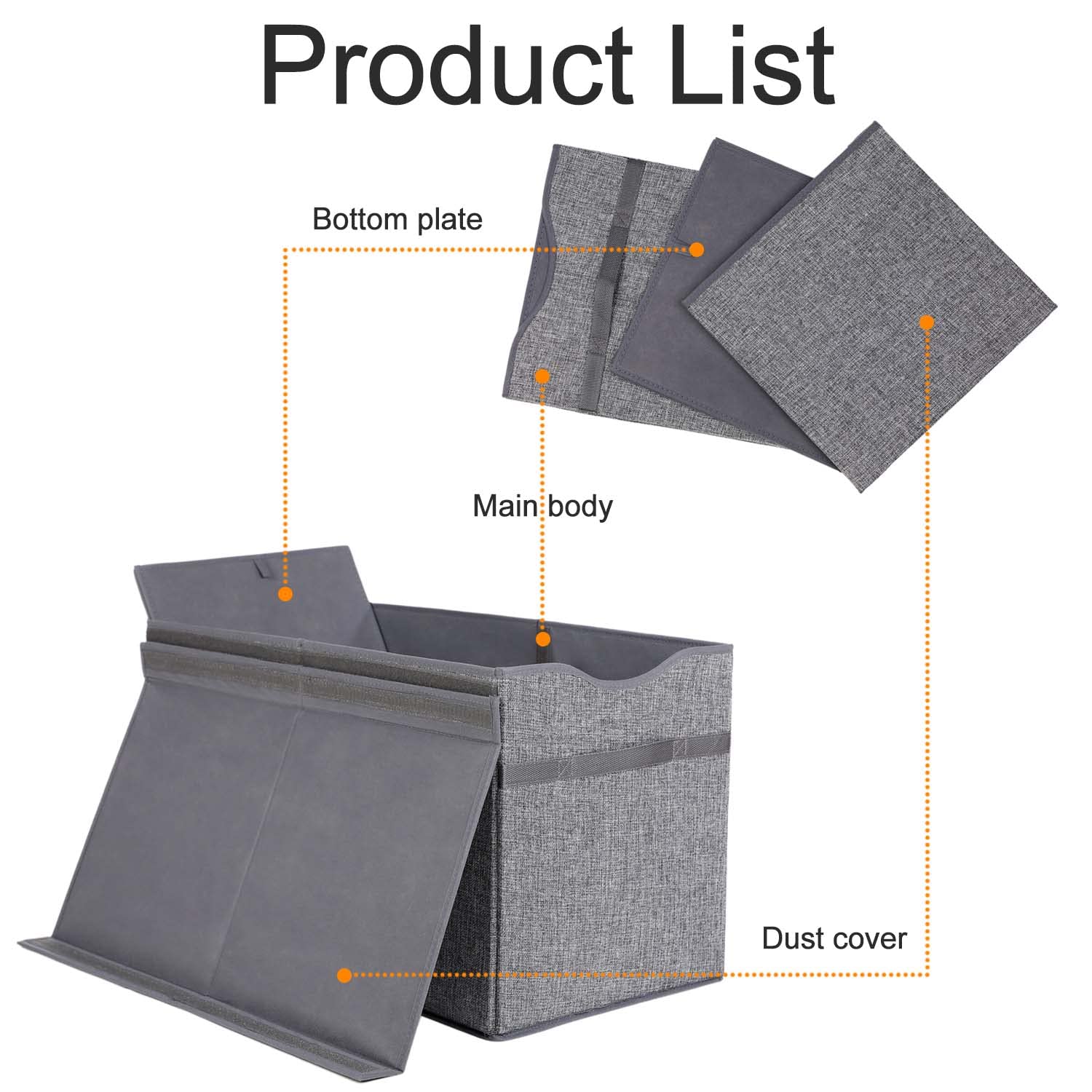 Large Toy Box Chest with Lid, Collapsible Sturdy Toy Storage Organizer Boxes Bins Baskets for Kids, Boys, Girls, Nursery, Playroom (Linen Gray)