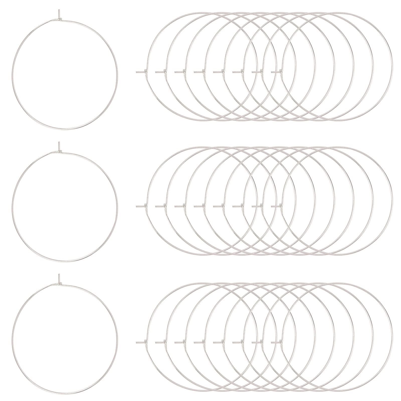 UNICRAFTALE About 200pcs 316 Stainless Steel Wine Glass Charms Rings Hoop Earring Findings DIY Material Earring Beading for Women Basketball Wives Hoop Earrings Making 40mm