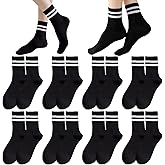 8 Pairs Striped Athletic Casual Crew Socks for Women Girls Breathable Cushioned Quarter Socks for Running Sports Yoga