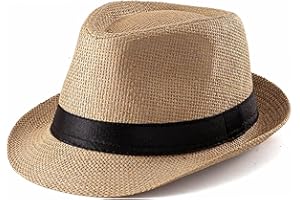 KDAMGOQE Fedora Hat for Men Panama Hat for Men, UV Protection Fedora Hat for Men with Curled Brim, Breathable Weaving Straw H