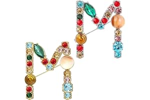 GAFARIO Initial Letter Brooch Bling Pin Jewelry Xmas Present Crystal Pearl Brooches Christmas Gift