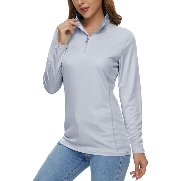 Women's Quarter Zip Long Sleeve Workout Top - Breathable Pullover For Yoga, Running, Gym