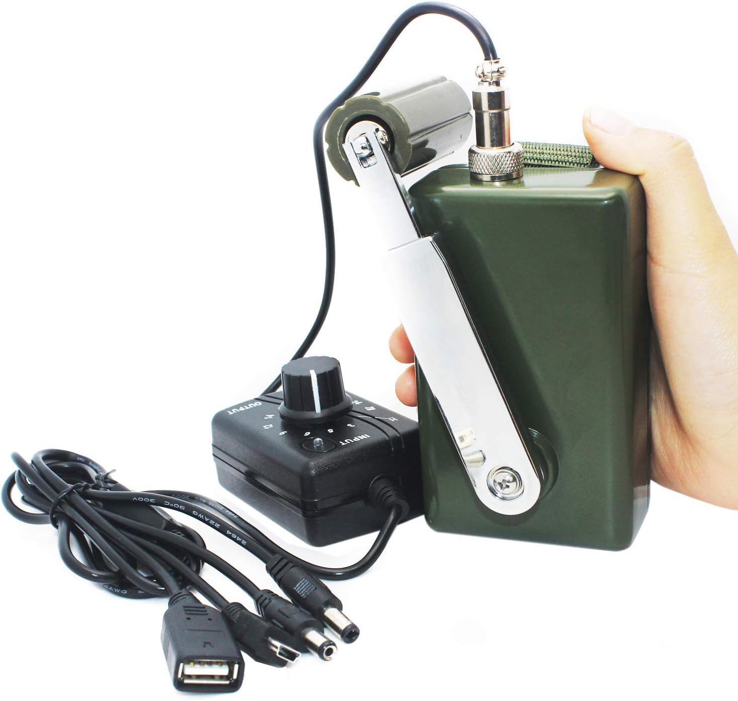Tech-L Hand Crank Generator 30W 0-28V Portable Dynamo Generator Waterproof Charger with DC Converter for Mobile Laptop Battery Outdoor Emergency Power Supply