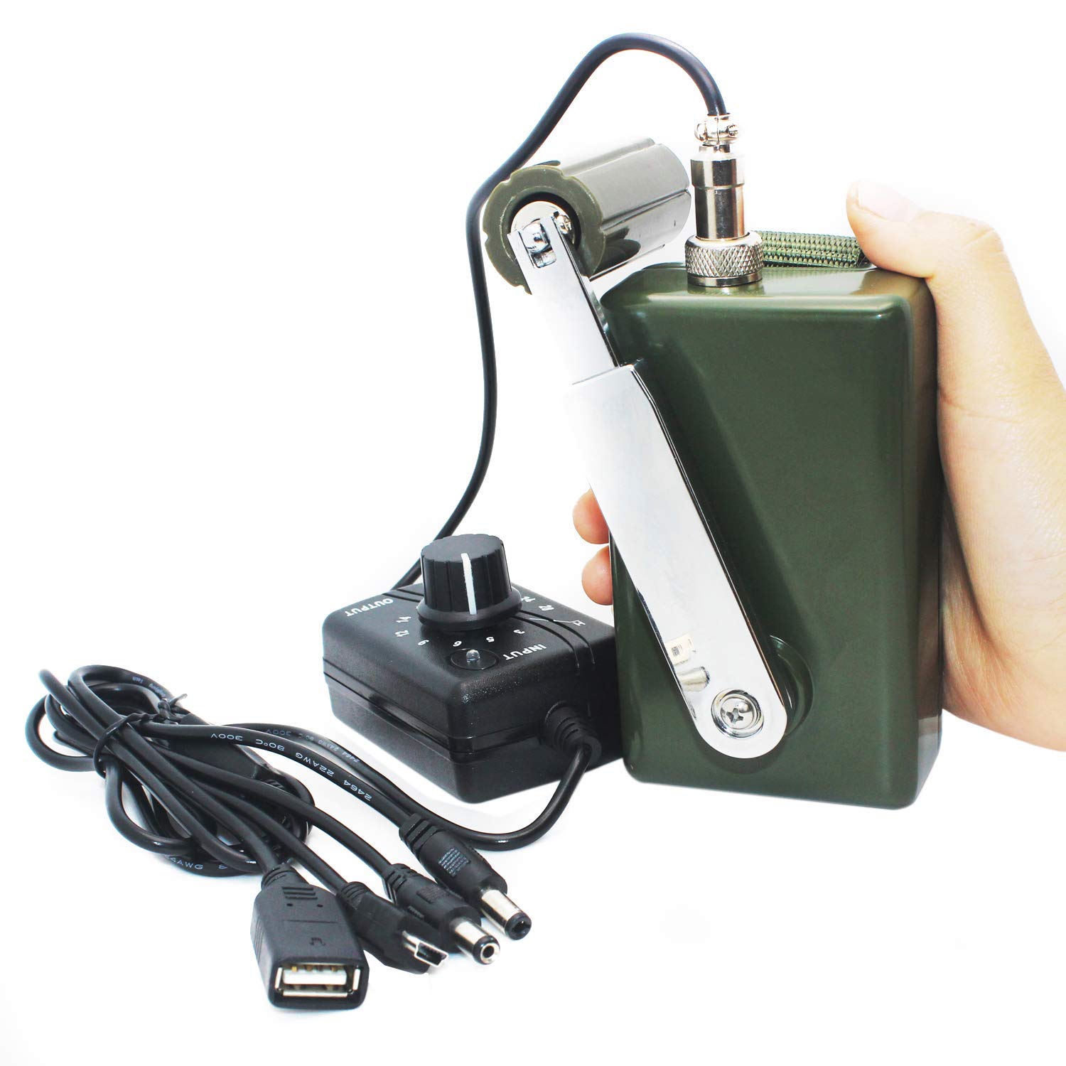 Tech-L Hand Crank Generator 30W 0-28V Portable Dynamo Generator Waterproof Charger with DC Converter for Mobile Laptop Battery Outdoor Emergency Power Supply