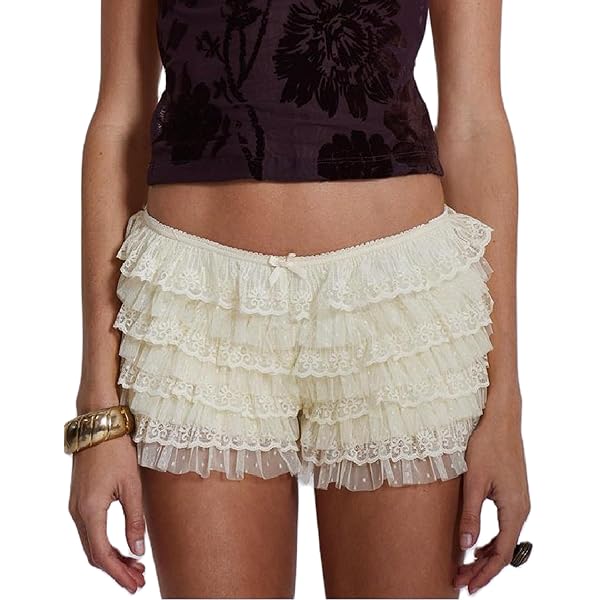 KMBANGI Women Lace Bloomers Ruffle Shorts Layered Pumpkin Pants
