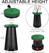 LUXJET Portable Folding Stool 180kg Load Capacity Army Green 9.85in Diameter view 4
