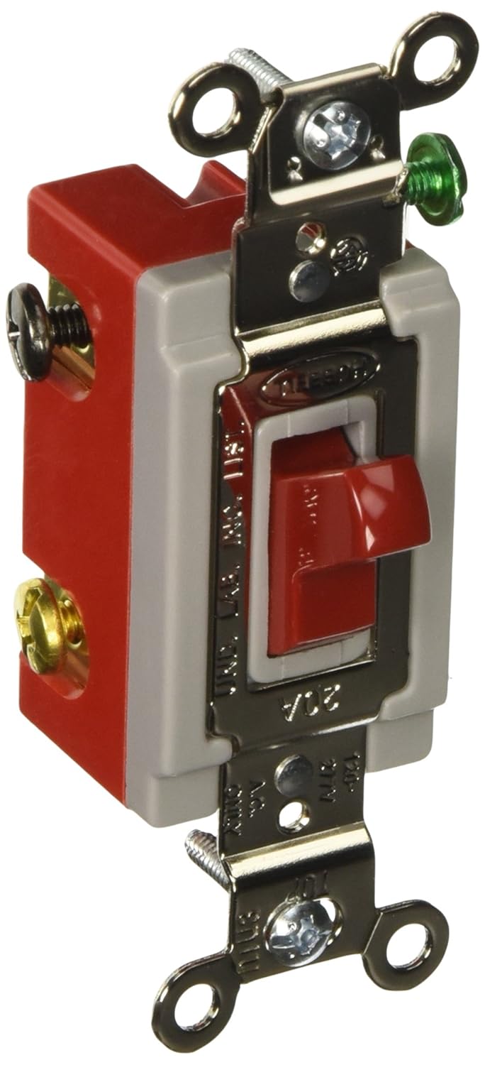 Hubbell HBL1223R 3 Way Toggle, Industrial Grade, 20 amp, 120/277V, Red