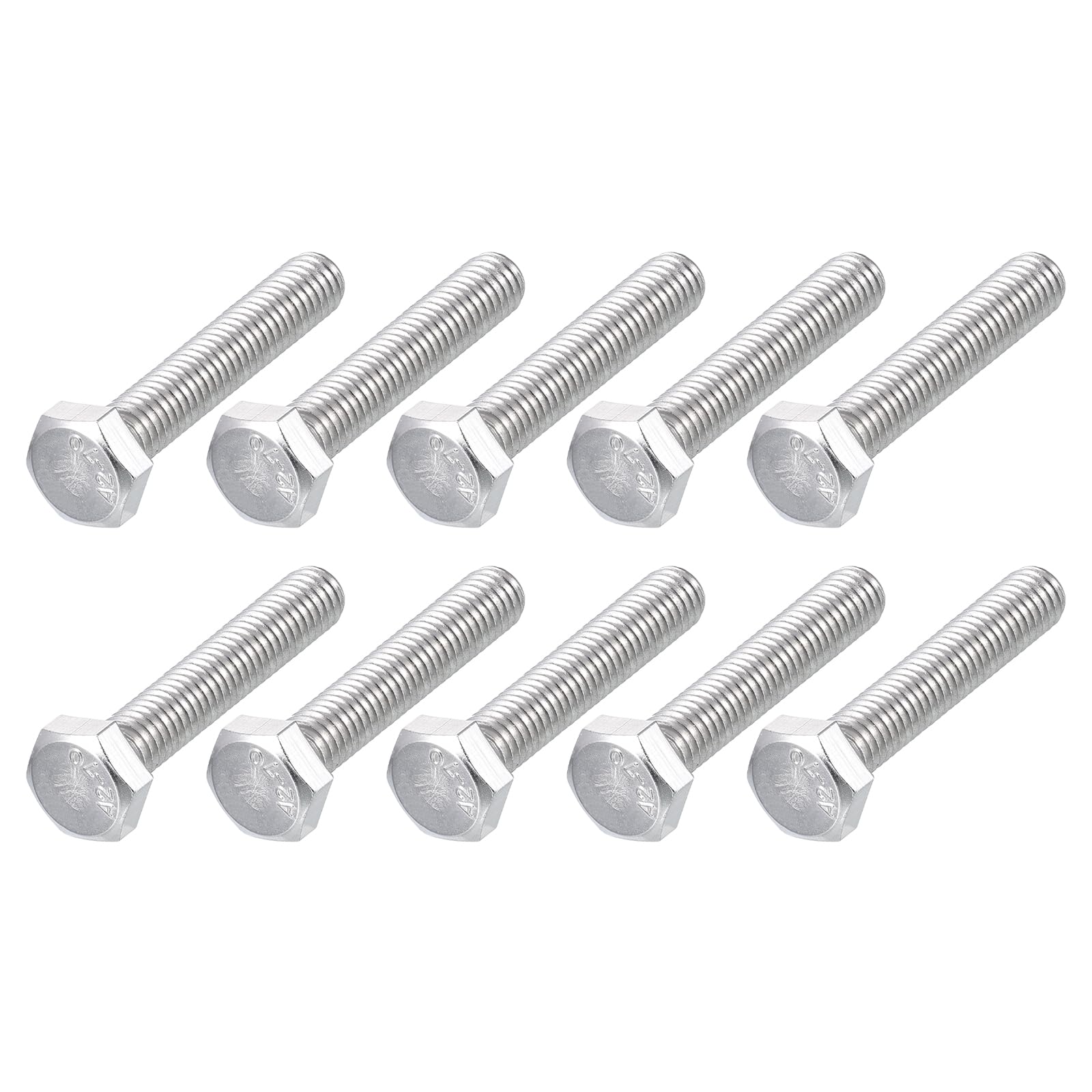 METALLIXITY Hex Bolts (M6-1x35mm) 10Pcs, 304 Stainless Steel Coarse Fully Threaded Hex Head Screw Bolt Machine Screws - for Furniture Repair, Silver