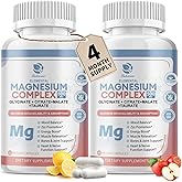 Lukaree Magnesium Complex Supplement 500mg, Magnesium Glycinate, Malate, Taurate, Citrate Complex & Herbal Extracts, High Absorption Chelated 120 Vegan Non-GMO Capsules for Rest, Energy, Mood