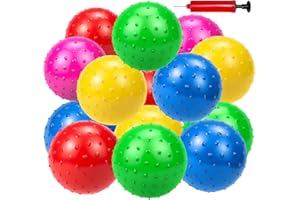 Hymaz 20Pcs Bouncy Balls for Kids Toddlers, 9 Inch Sensory Balls Spiky Massage Stress Ball Bulk with Air Pump, Indoor Outdoor Adult Sports Sensory Toys & Kids Fun Beach Party Favors