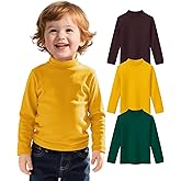 Witwot 3 Pack Toddler Boy Mock Turtleneck Shirts Baby Boys Long Sleeve T-Shirt Soft Cotton Thermal Undershirt Size 18M-5T