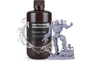 ELEGOO Upgraded Water Washable Resin 2.0, 3D Printer Resin with Low Viscosity and High Precision, 405nm Rapid UV-Curing Photopolymer Resin, 3D Resin for LCD/DLP 3D Printing, Grey 1000G