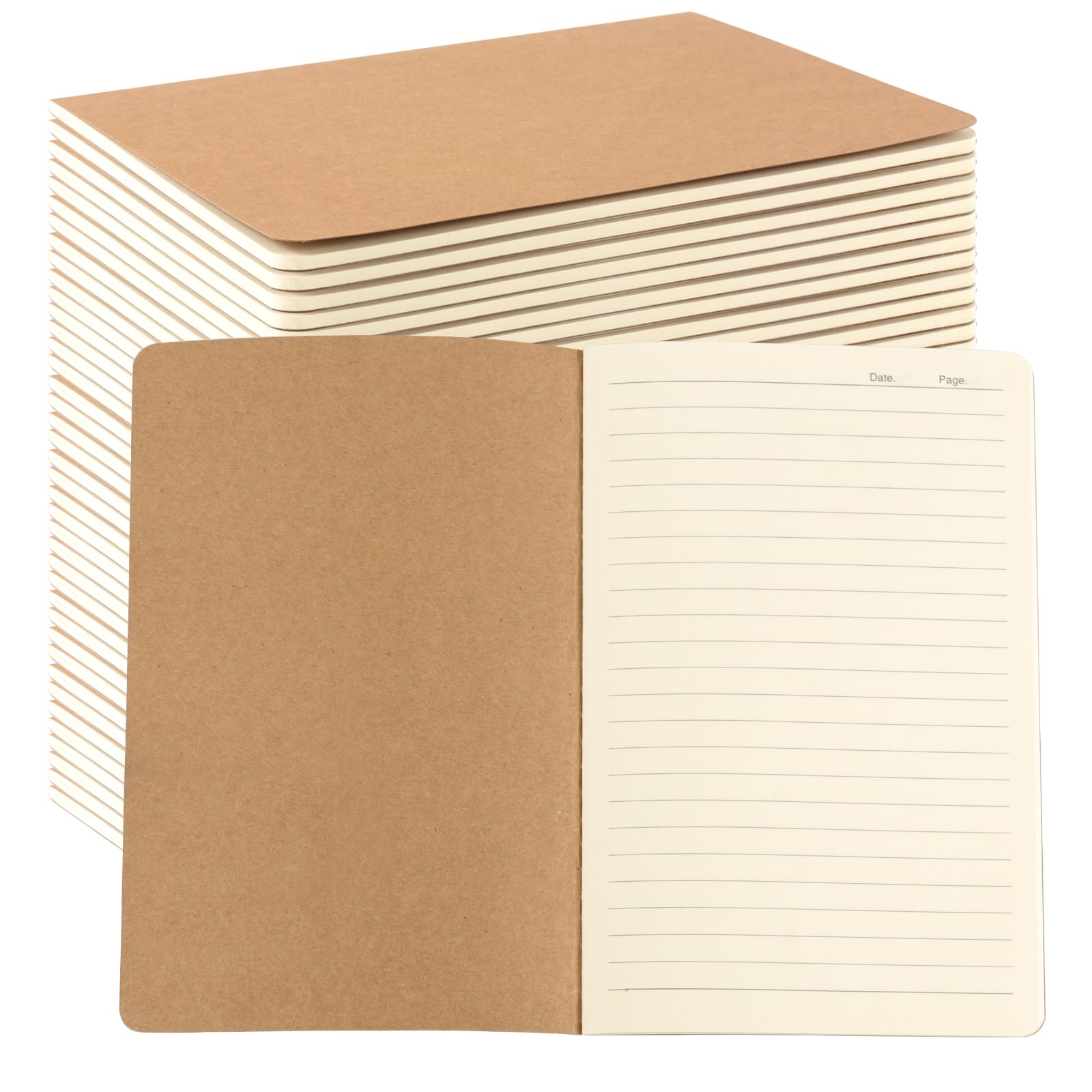 MAHIONG 30 Pack A5 Lined Notebooks, Bulk Notepads A5, 36 Sheets/ 72 Pages Lined Journals with Kraft Paper Cover for Journaling and Note-Taking