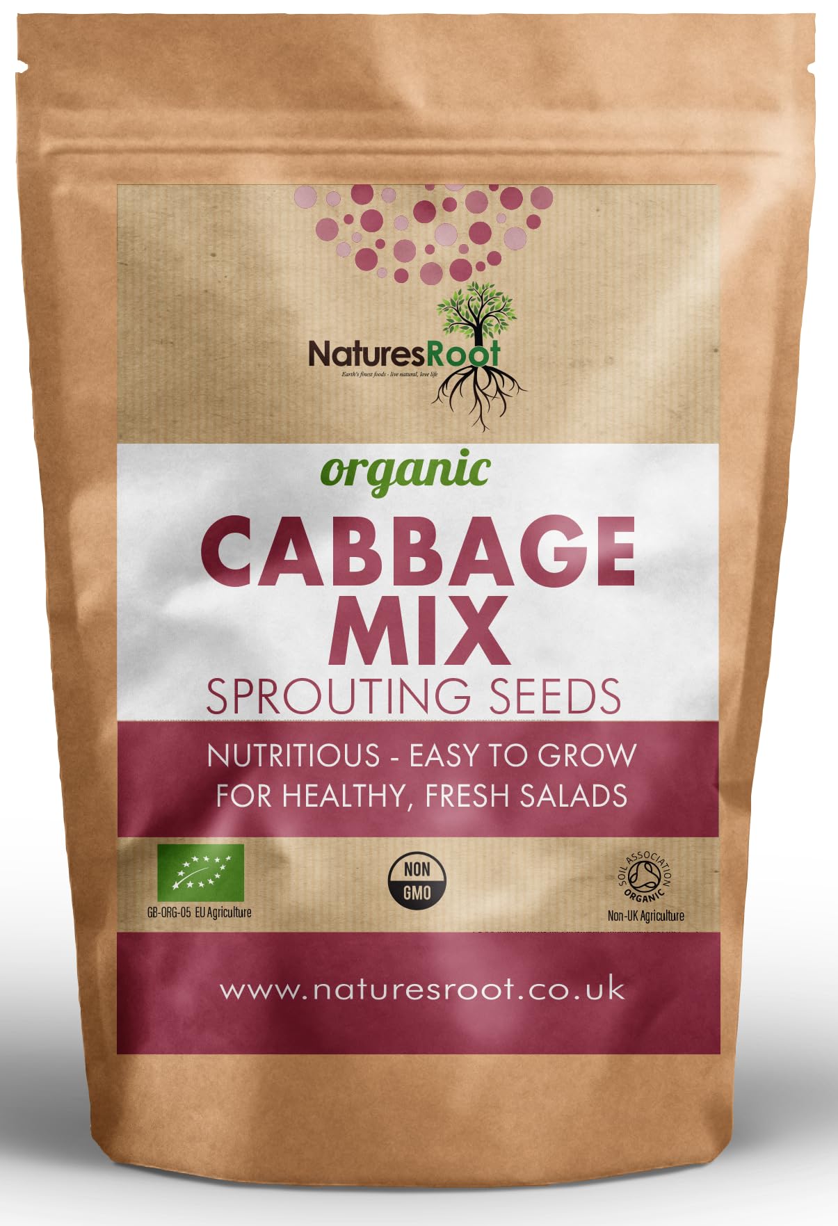 Nature’s Root Organic Cabbage Mix Sprouting Seeds 250g - Sprouting Microgreens | High Germination Rate | Fast Growing | 100% Organic | Kraft Pack