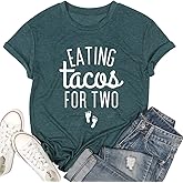 Eating Tacos for Two Maternity Shirt Cute Mama Graphic Tees Funny Mom Shirts Pregnancy Announcement Short Sleeve Tops