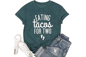 MYHALF Eating Tacos for Two Maternity Shirt Cute Graphic Letter Print T-Shirt Pregnancy Announcement Short Sleeve Tees Tops