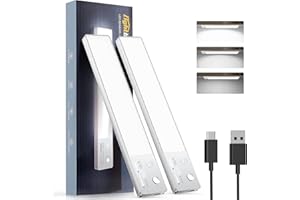 Lightbiz LED Closet Lights Motion Sensored,Under Cabinet Lights Wireless Rechargeable Dimmable,Battery Powered Operated Light for Wardrobe,Closets,Cabinet,Cupboard,Hallway (2 Pack)