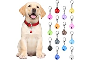 Larrel 14 Pcs Pet Bell, Small Dog Collar Bell with Key Rings Clasps Cat Collar Charms Pet Pendant Accessories for Small Animal Dog Goat Puppy Kitty Pets Training to go Outside 1/2-Inch (Colourful)