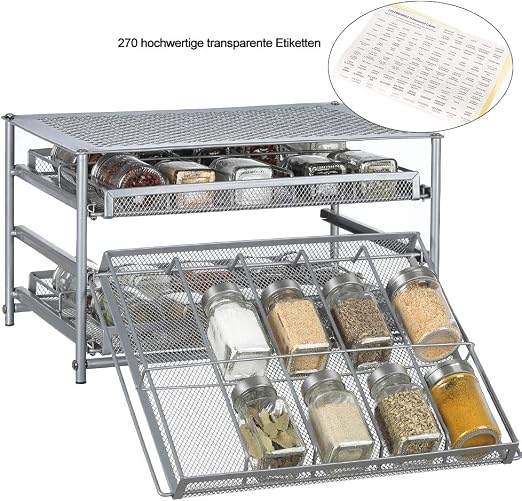 HAITRAL Gewürzregal,3 Tier Gewürzregal 30Flaschen