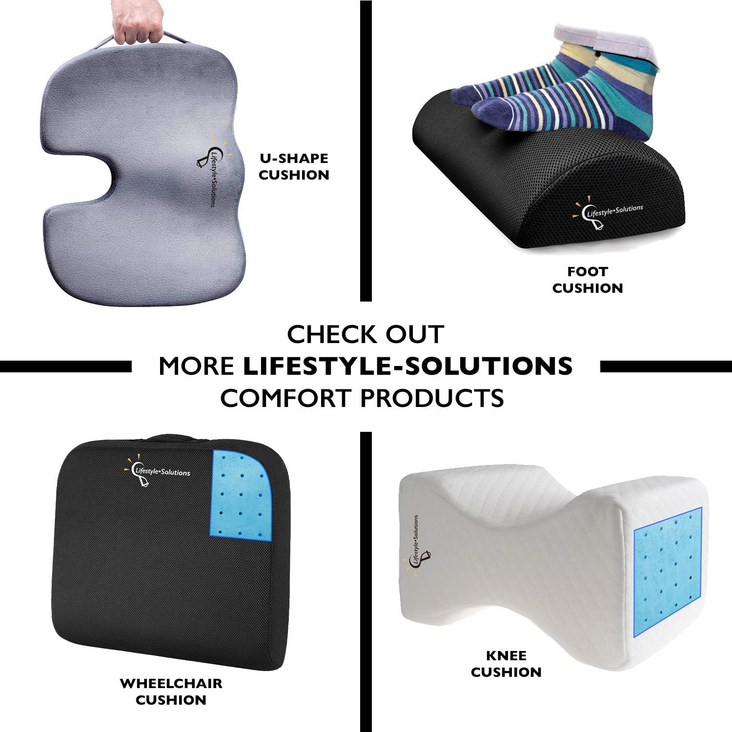 Lifestyle Memory Foam Seat Cushion and Lumbar Back Cushion Combo, Gel Infused Ventilated, Orthopedic Design for Coccyx Tailbone Pain and Sciatica, Perfect for Office Chair: Home & Kitchen